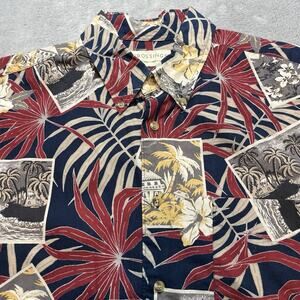 Vintage Crossings Hawaiian Shirt Mens L Tropical Button Short Sleeve Retro‎ Tiki